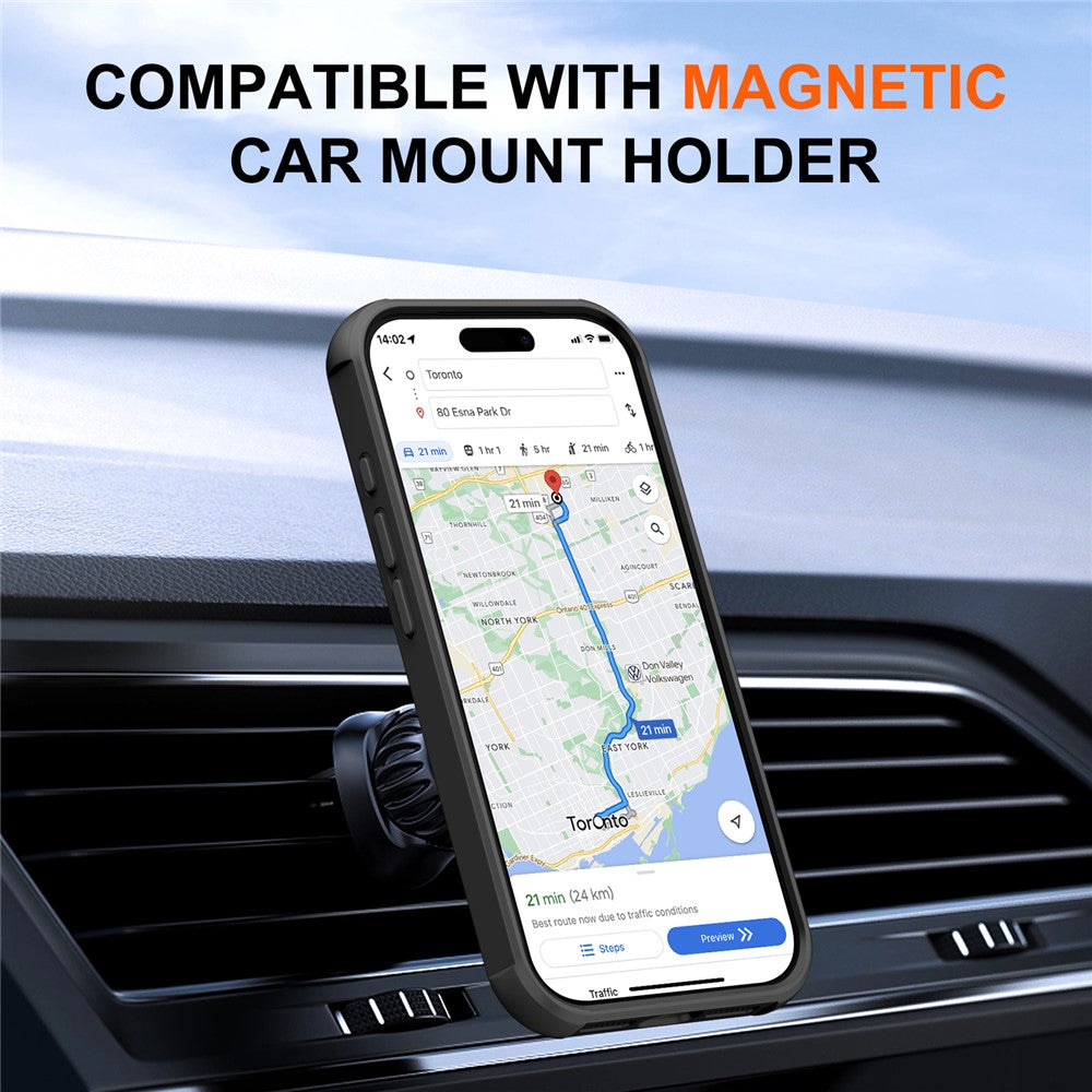 For iPhone 17 Pro Max Case Compatible with MagSafe Kickstand TPU + PC Drop Protection Phone Cover - Black