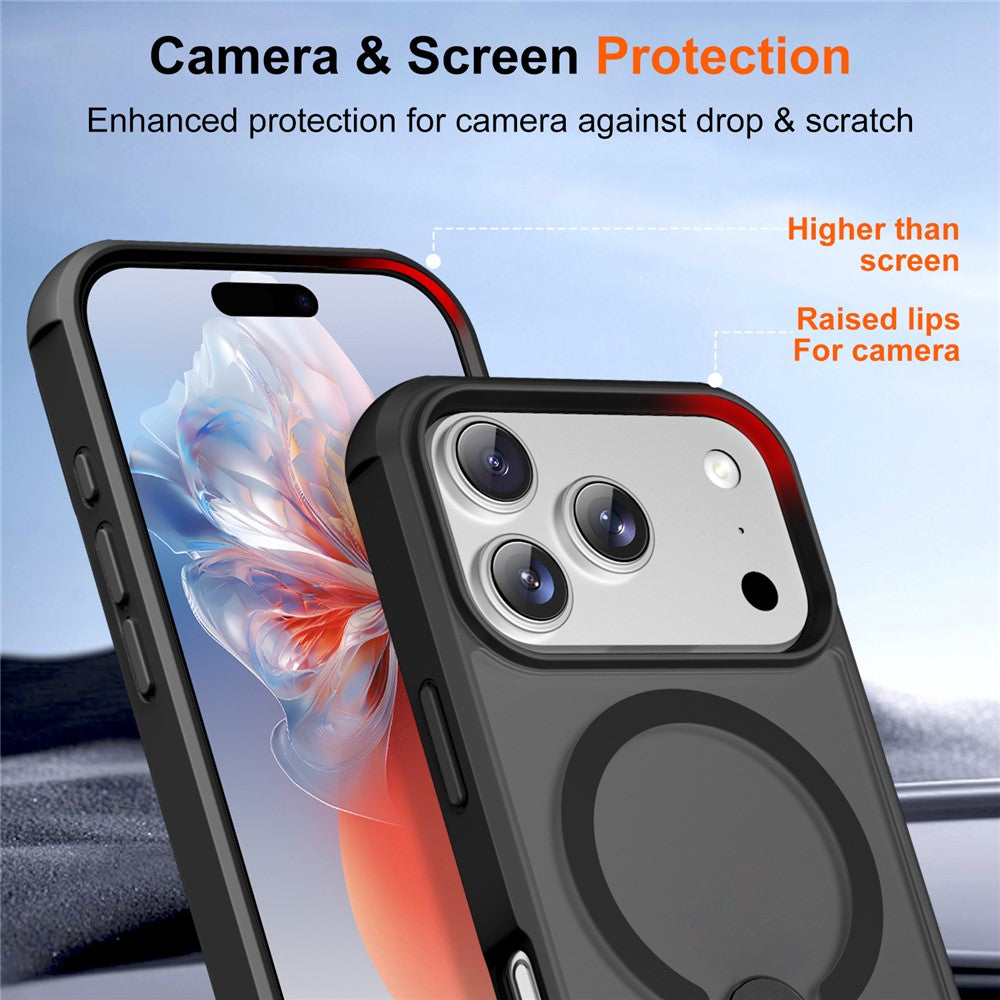 For iPhone 17 Pro Max Case Compatible with MagSafe Kickstand TPU + PC Drop Protection Phone Cover - Black