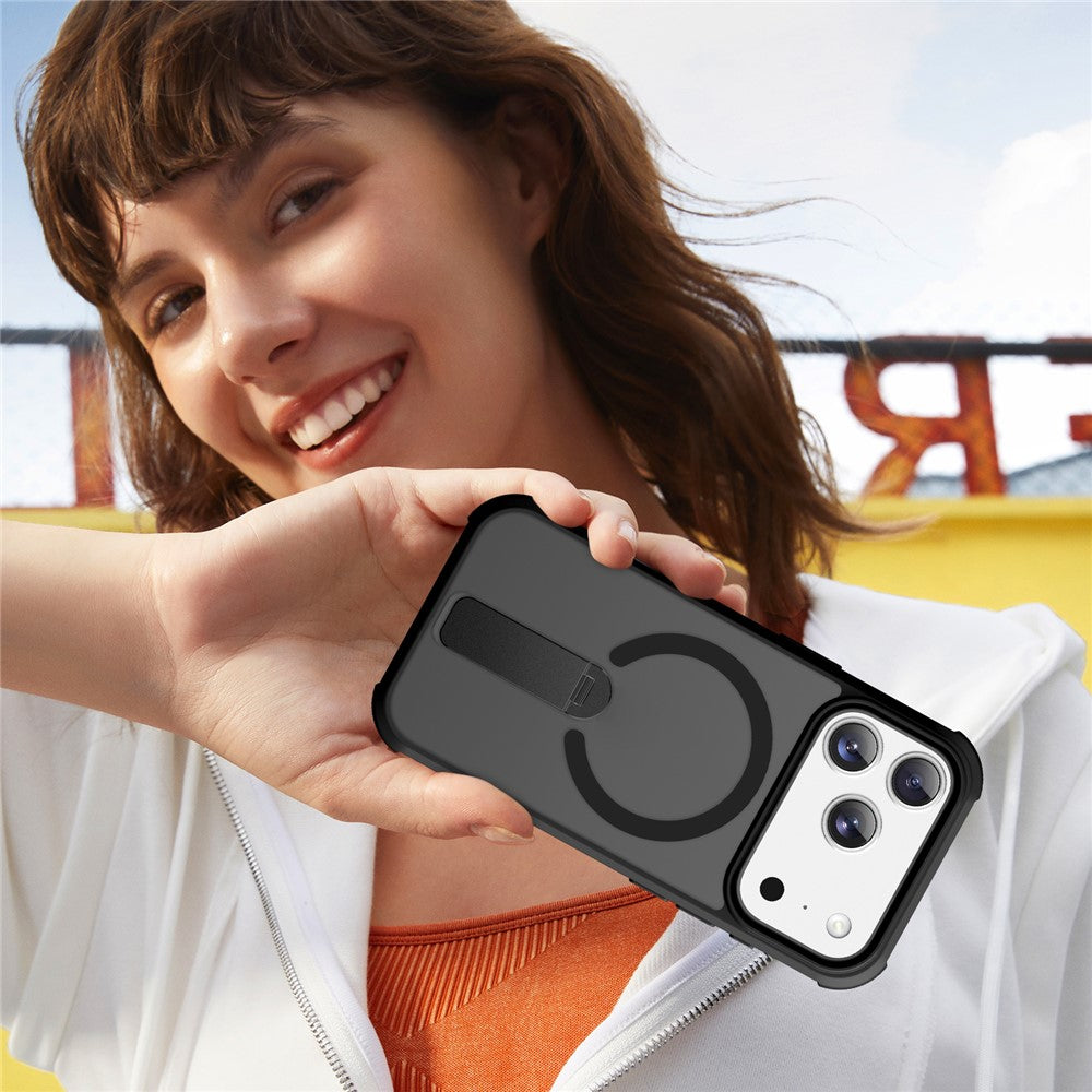 For iPhone 17 Pro Max Case Compatible with MagSafe Kickstand TPU + PC Drop Protection Phone Cover - Black