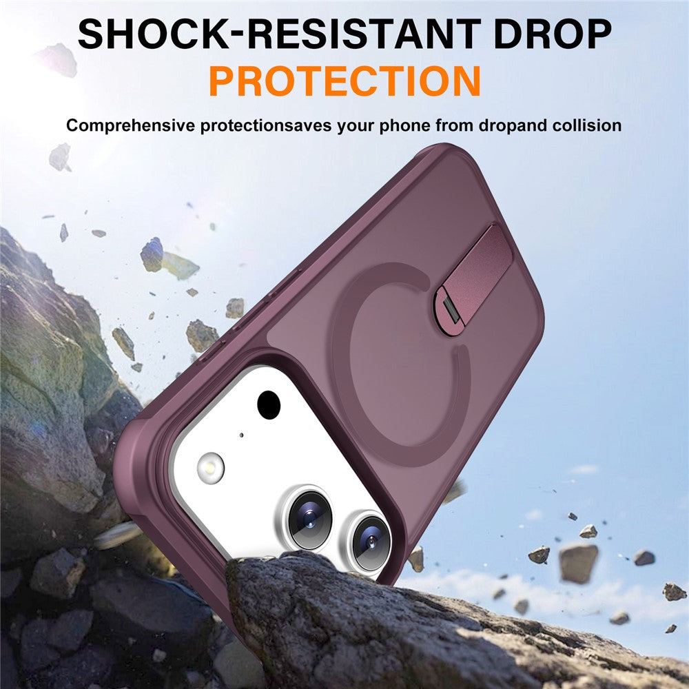 For iPhone 17 Pro Max Case Compatible with MagSafe Kickstand TPU + PC Drop Protection Phone Cover - Wine Red