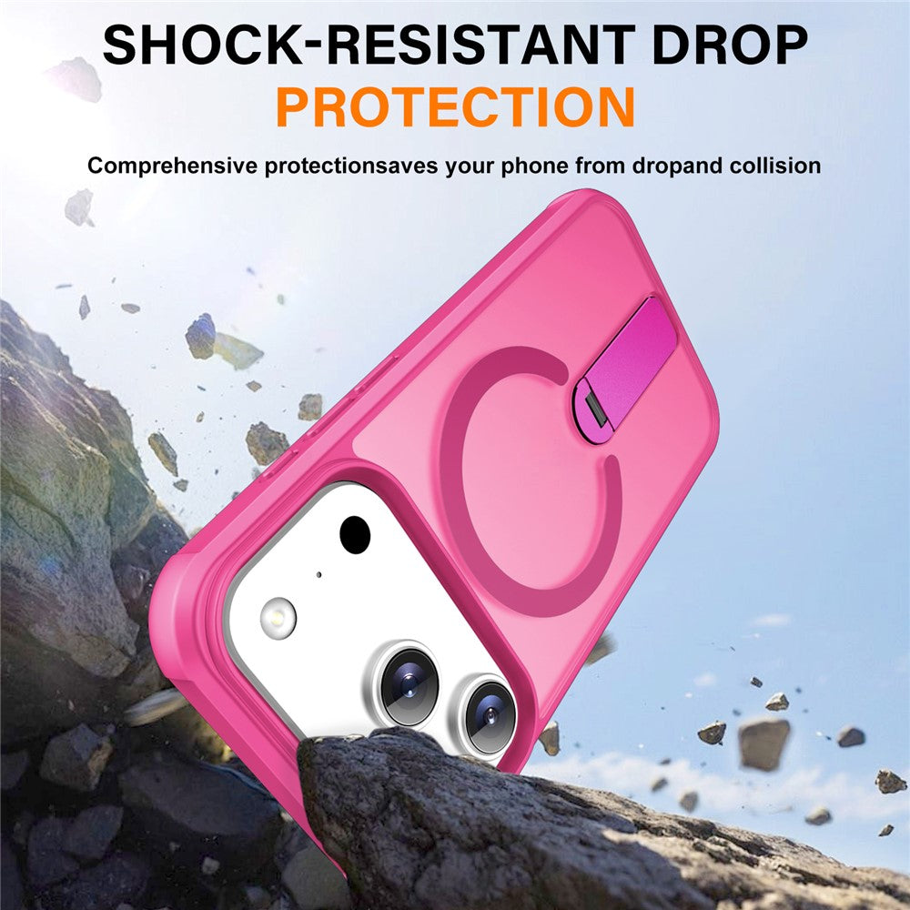 For iPhone 17 Pro Max Case Compatible with MagSafe Kickstand TPU + PC Drop Protection Phone Cover - Rose