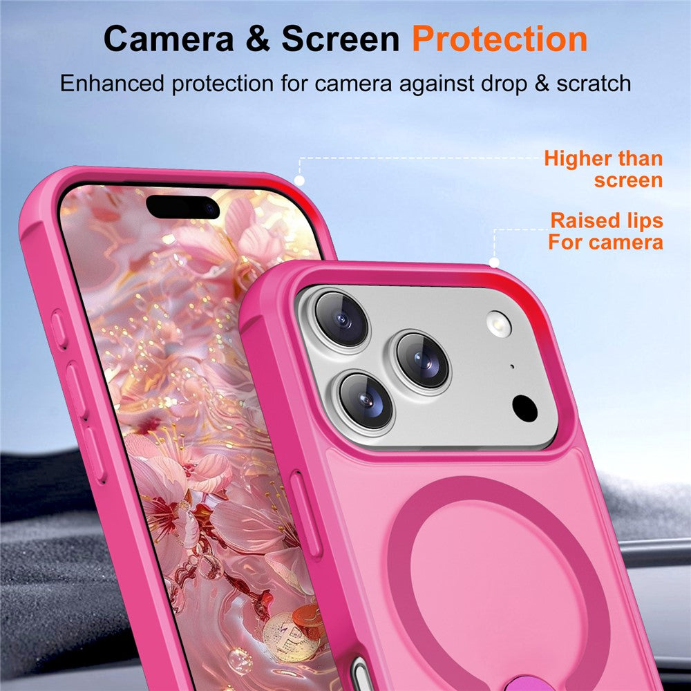 For iPhone 17 Pro Max Case Compatible with MagSafe Kickstand TPU + PC Drop Protection Phone Cover - Rose