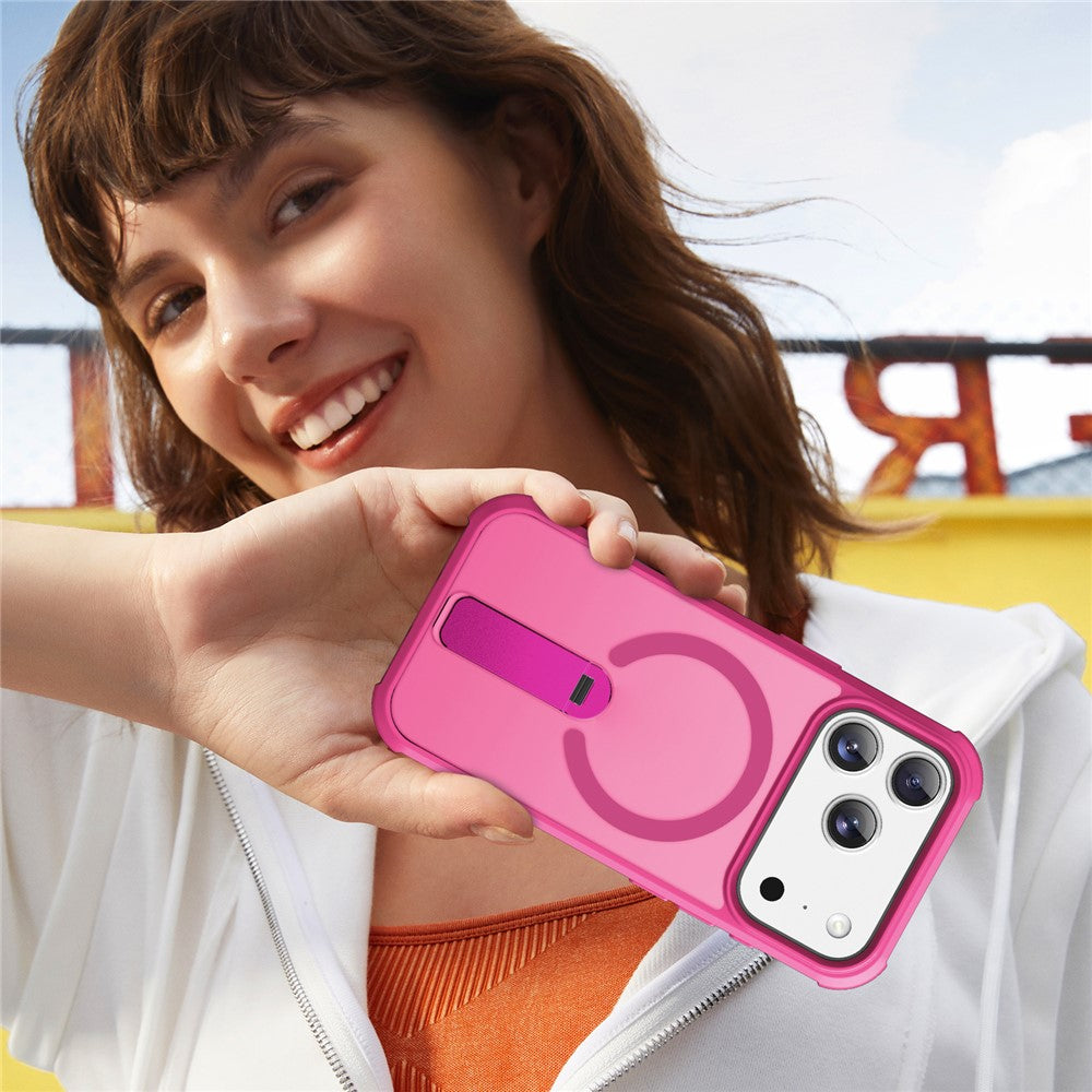 For iPhone 17 Pro Max Case Compatible with MagSafe Kickstand TPU + PC Drop Protection Phone Cover - Rose