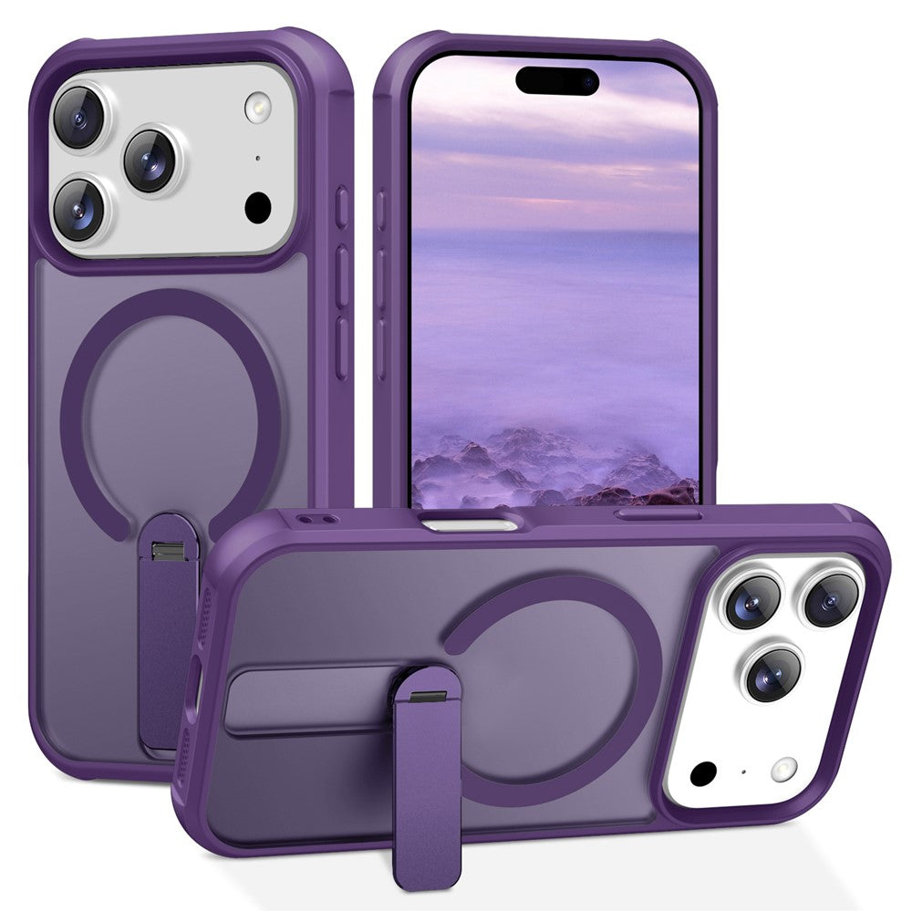 For iPhone 17 Pro Max Case Compatible with MagSafe Kickstand TPU + PC Drop Protection Phone Cover - Purple