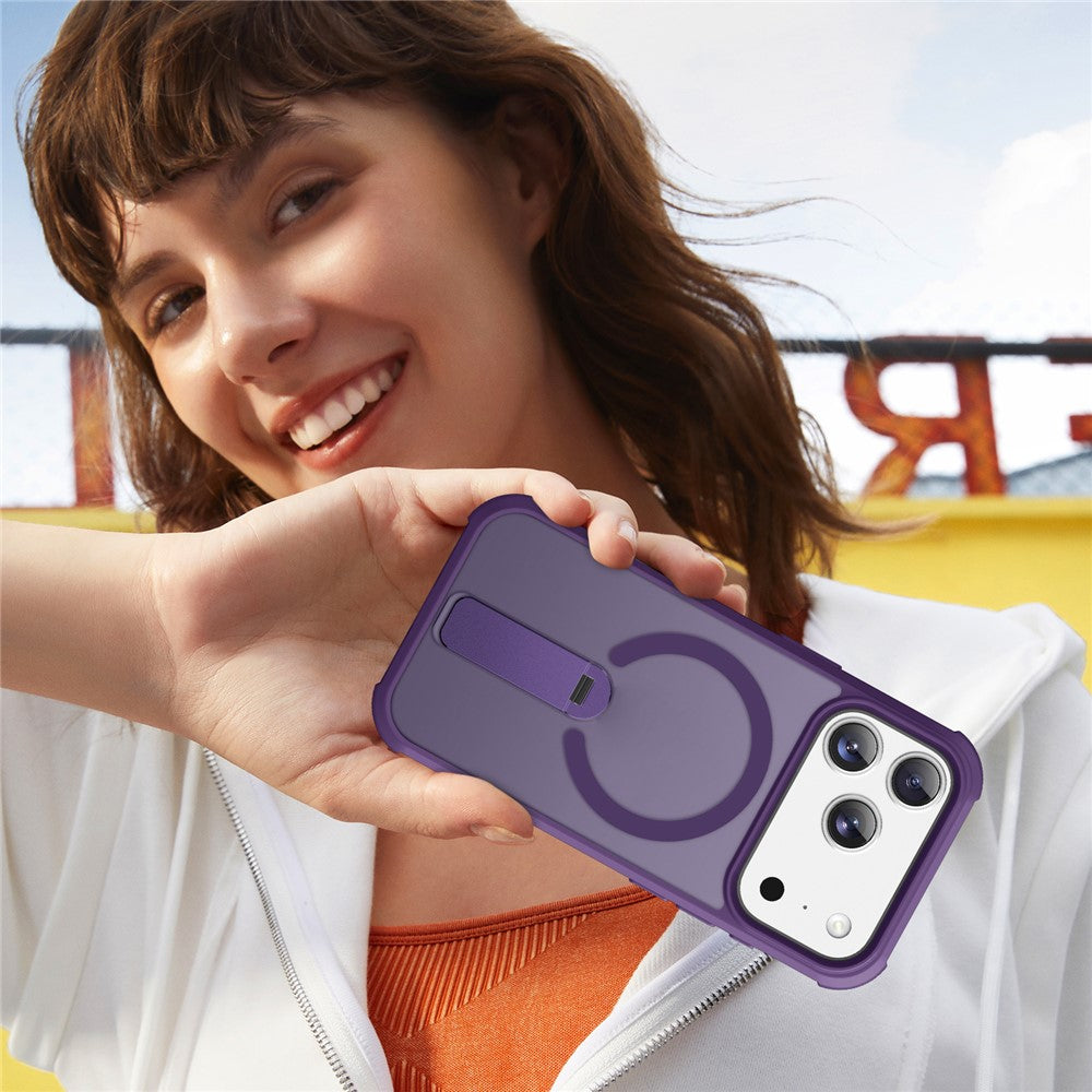 For iPhone 17 Pro Max Case Compatible with MagSafe Kickstand TPU + PC Drop Protection Phone Cover - Purple