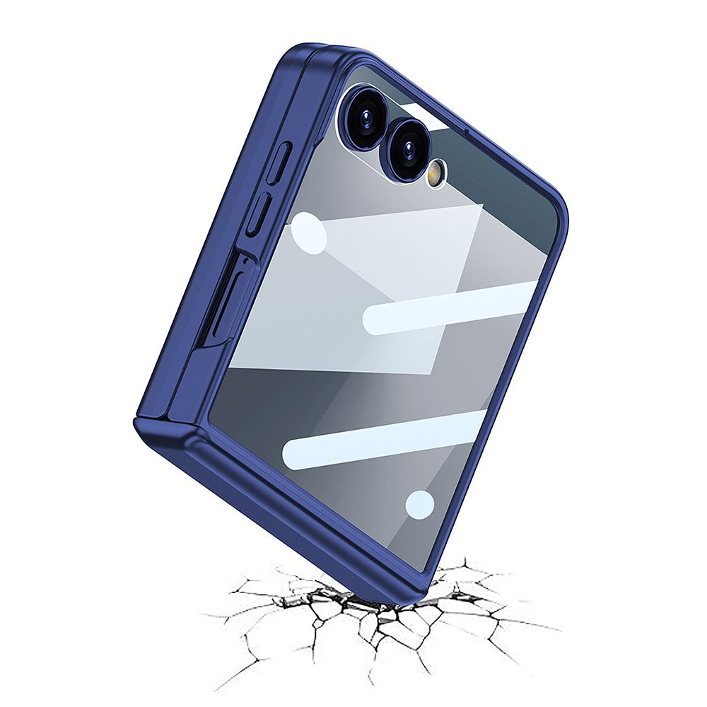 GKK For Samsung Galaxy Z Flip7 5G Case with Mirror Magnetic Folding Hinge PC Tempered Glass Phone Cove - Purple