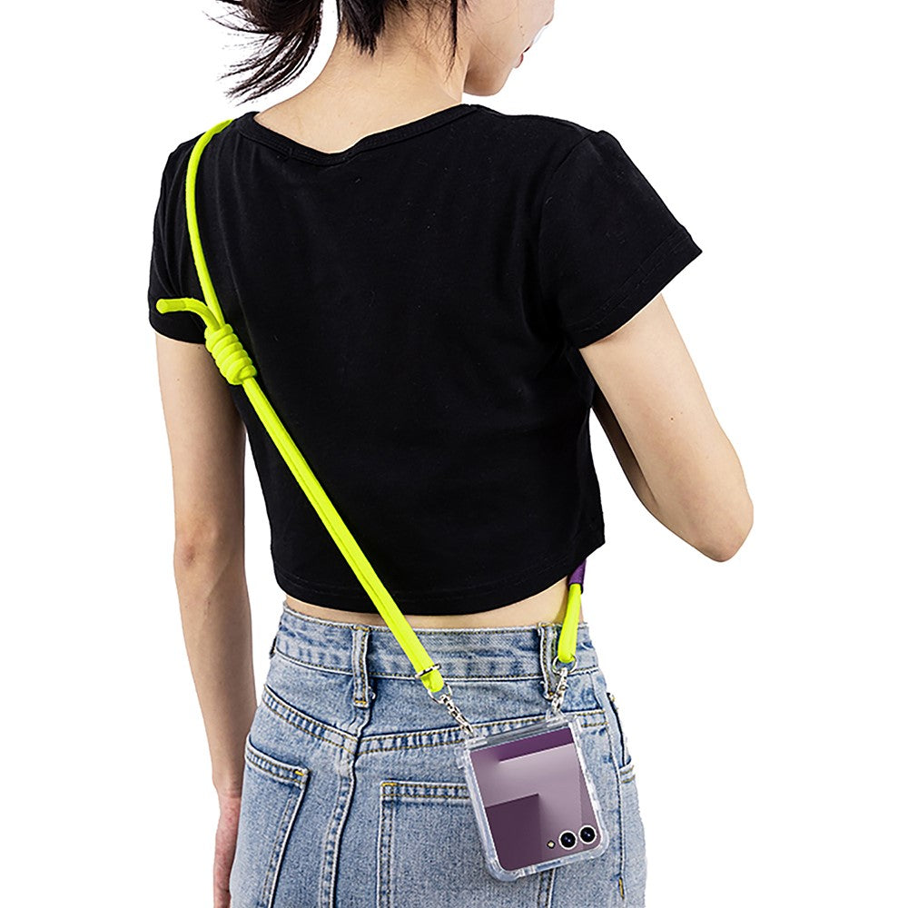 GKK For Samsung Galaxy Z Flip7 5G Clear Case Airbag Hinge Protector PC Phone Cover with Strap - Yellow