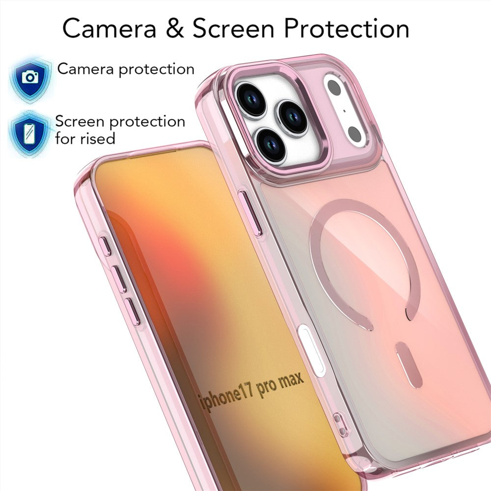 For iPhone 17 Pro Max Case Compatible with MagSafe Color Changing PC TPU Phone Back Cover - Pink