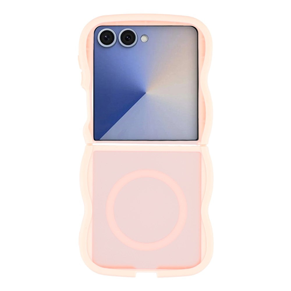 For Samsung Galaxy Z Flip7 5G Case Compatible with MagSafe TPU + PC Phone Back Cover Skin Touch Wave Shape - Pink