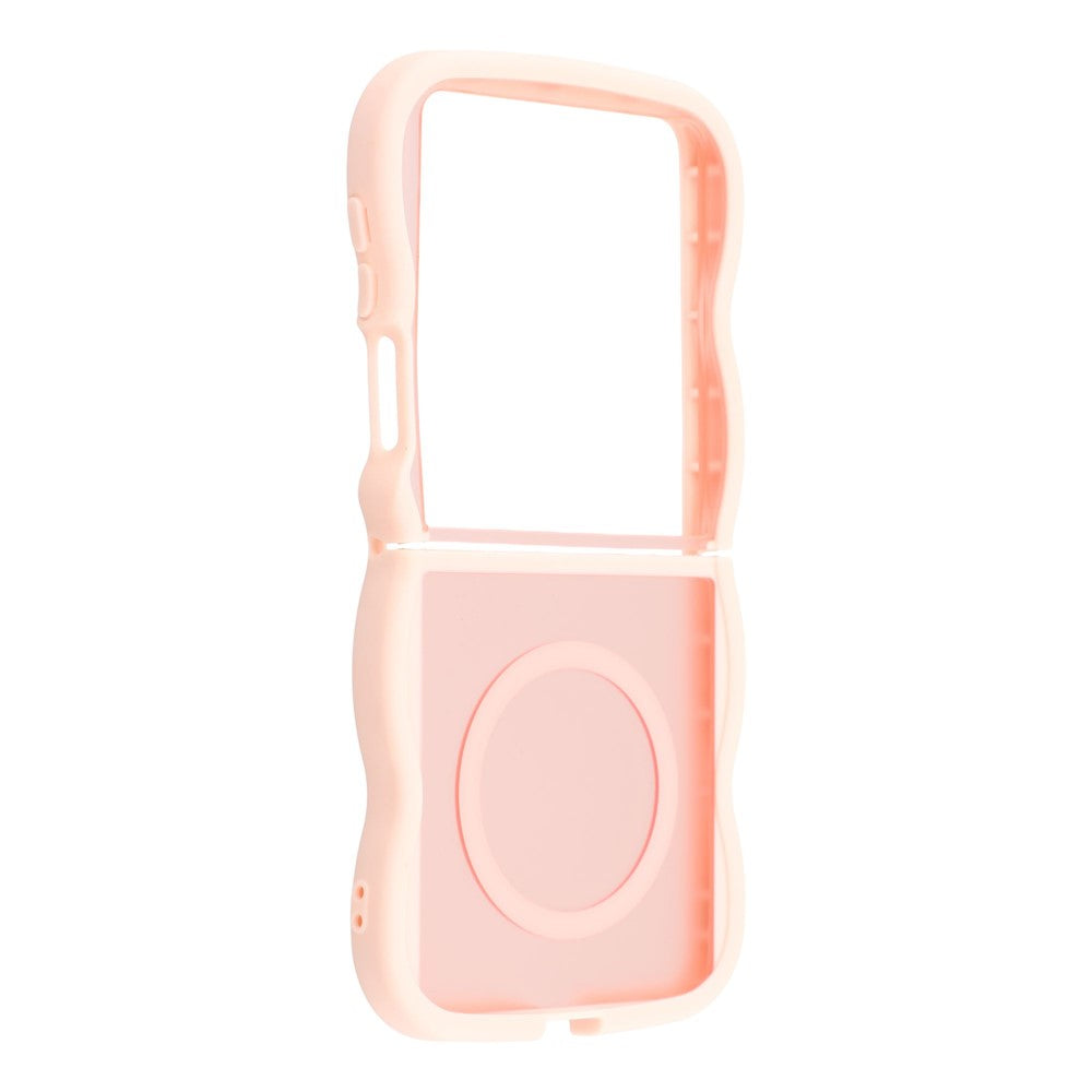 For Samsung Galaxy Z Flip7 5G Case Compatible with MagSafe TPU + PC Phone Back Cover Skin Touch Wave Shape - Pink