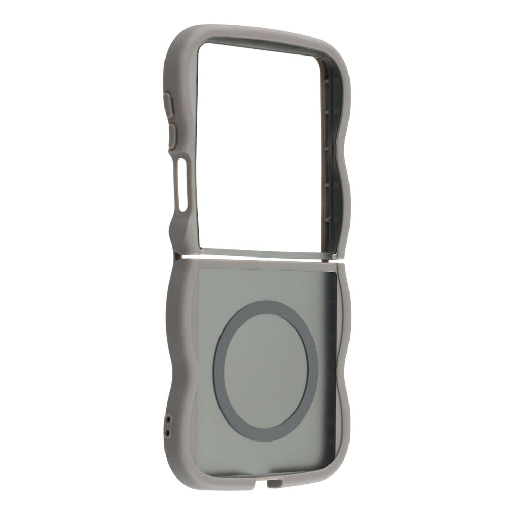 For Samsung Galaxy Z Flip7 5G Case Compatible with MagSafe TPU + PC Phone Back Cover Skin Touch Wave Shape - Grey