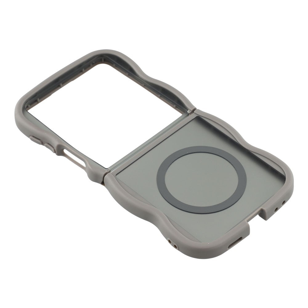 For Samsung Galaxy Z Flip7 5G Case Compatible with MagSafe TPU + PC Phone Back Cover Skin Touch Wave Shape - Grey