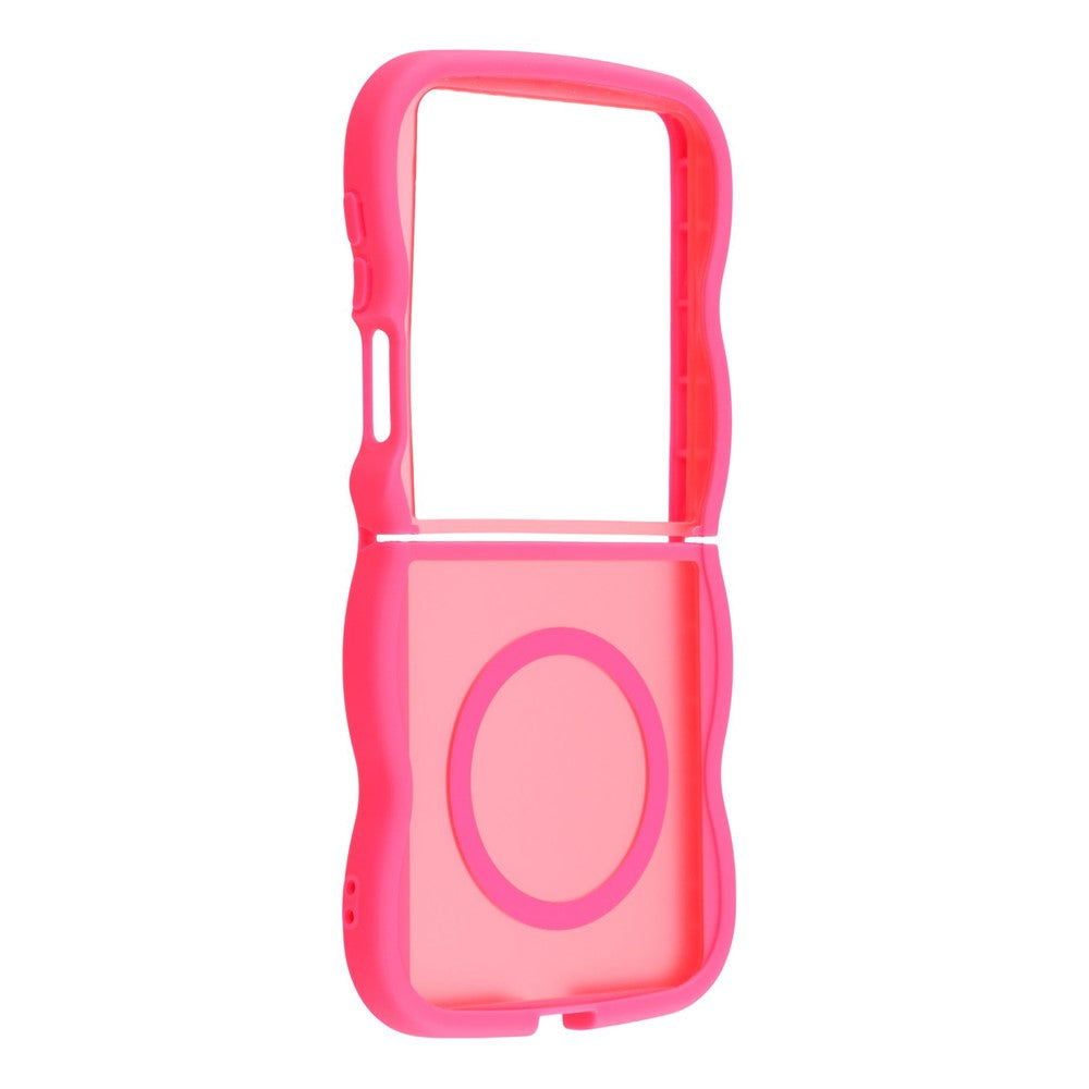 For Samsung Galaxy Z Flip7 5G Case Compatible with MagSafe TPU + PC Phone Back Cover Skin Touch Wave Shape - Rose