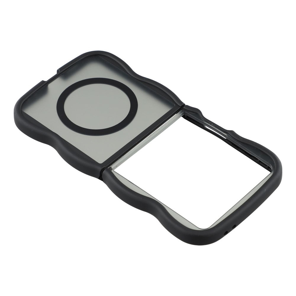For Samsung Galaxy Z Flip7 5G Case Compatible with MagSafe TPU + PC Phone Back Cover Skin Touch Wave Shape - Black