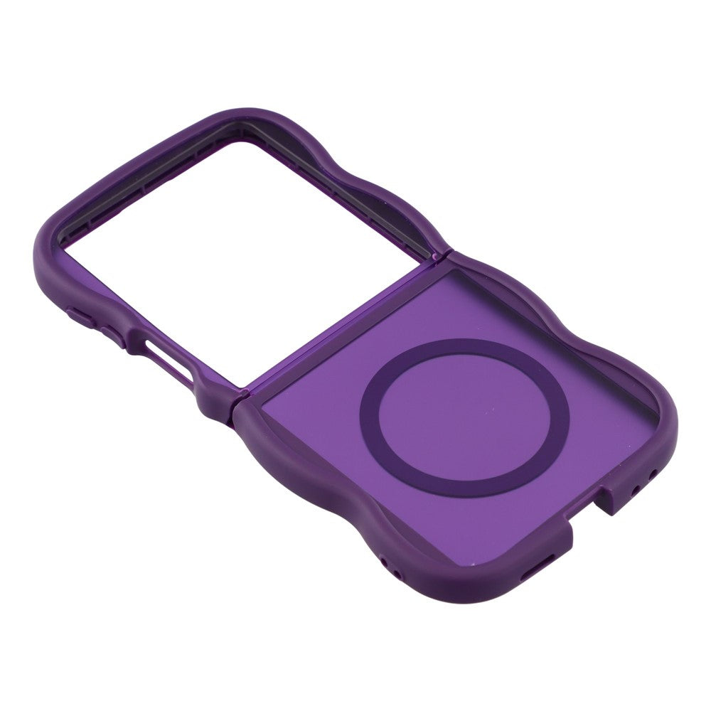 For Samsung Galaxy Z Flip7 5G Case Compatible with MagSafe TPU + PC Phone Back Cover Skin Touch Wave Shape - Purple