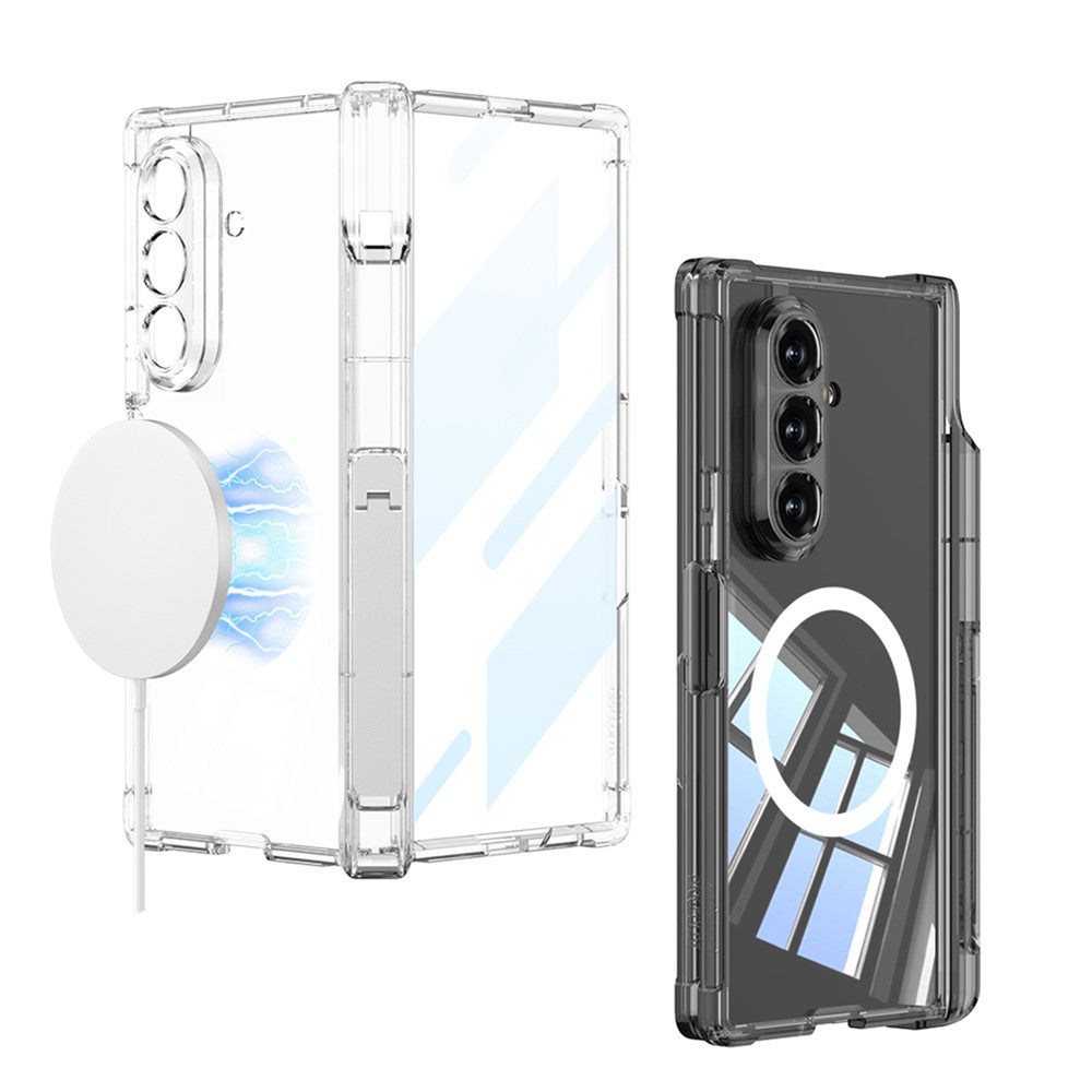 GKK For Samsung Galaxy Z Fold7 5G Magnetic Case Airbag Drop-Proof Hinge Protection Phone Cover with Pen Holder / Kickstand