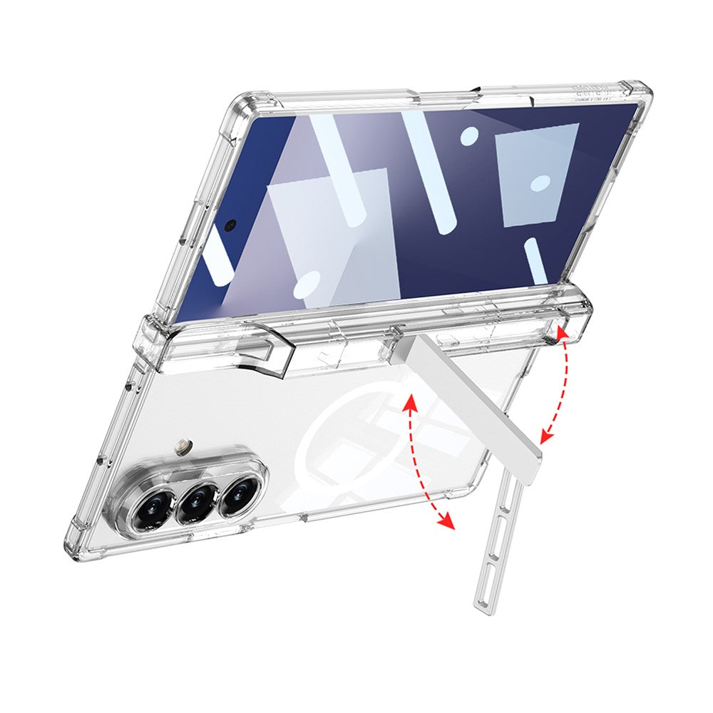 GKK For Samsung Galaxy Z Fold7 5G Magnetic Case Airbag Drop-Proof Hinge Protection Phone Cover with Pen Holder / Kickstand