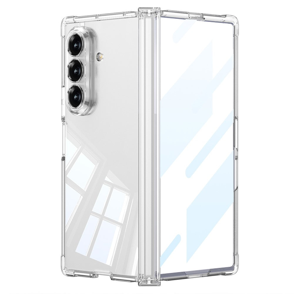 GKK For Samsung Galaxy Z Fold7 5G Case Airbag Hinge Protection PC + Tempered Glass Phone Cover - Transparent