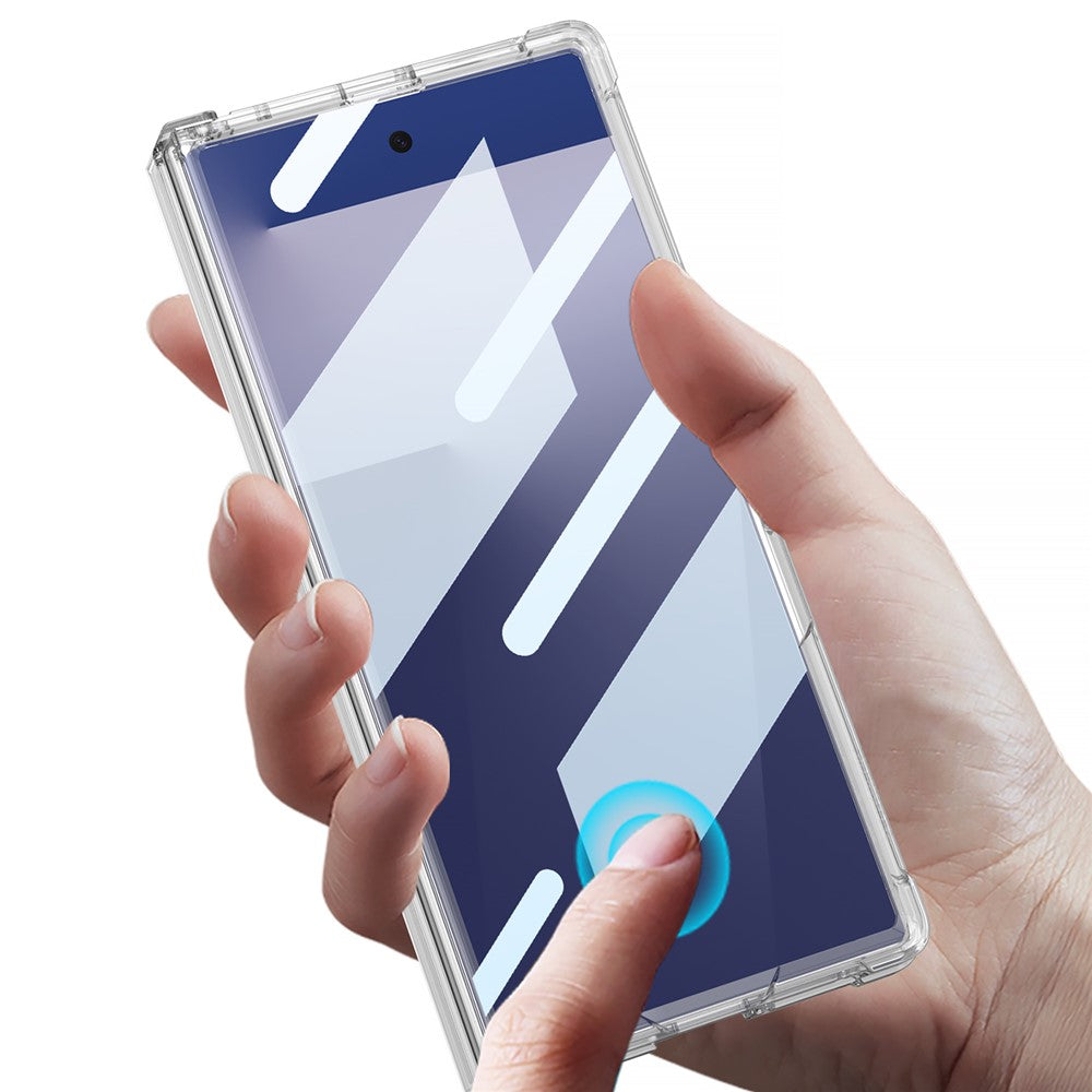 GKK For Samsung Galaxy Z Fold7 5G Case Airbag Hinge Protection PC + Tempered Glass Phone Cover - Transparent