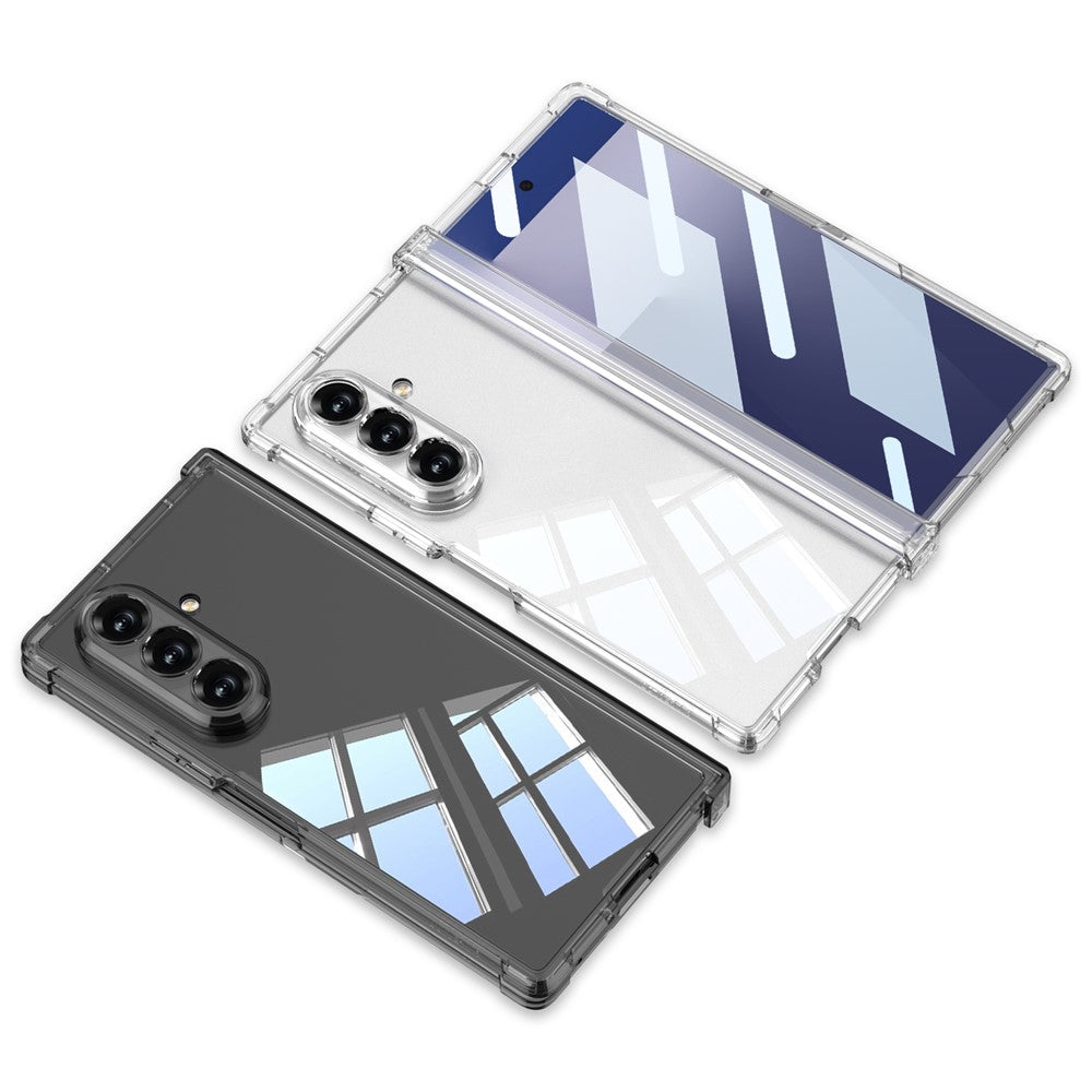 GKK For Samsung Galaxy Z Fold7 5G Case Airbag Hinge Protection PC + Tempered Glass Phone Cover - Transparent