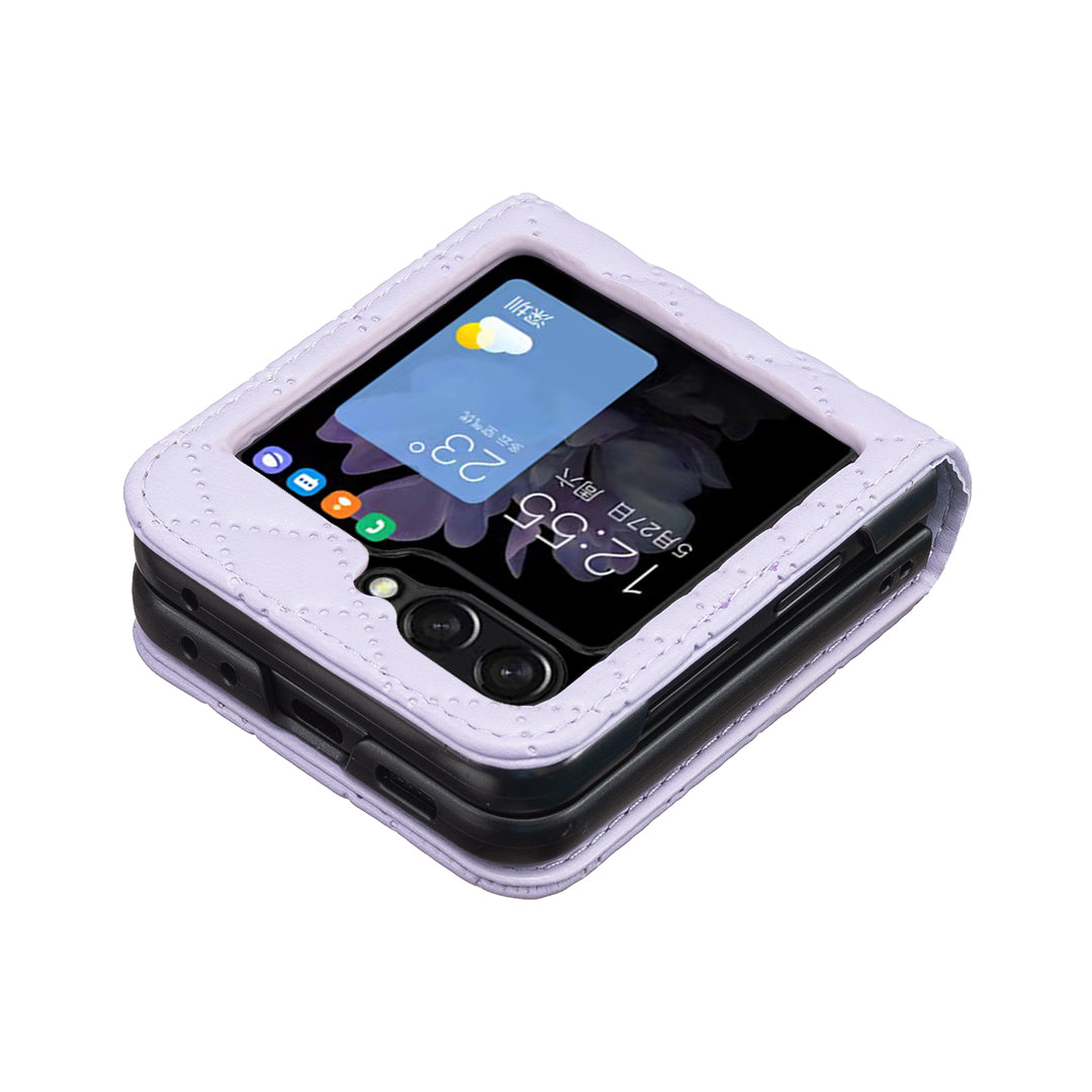 For Samsung Galaxy Z Flip7 5G Case BINFEN COLOR Rhombus PU Leather Folding Phone Cover - Purple