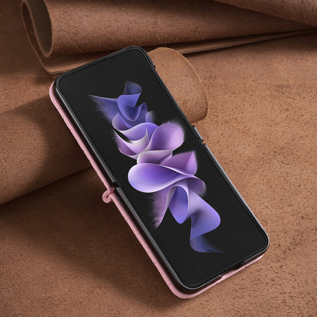 For Samsung Galaxy Z Flip7 5G Case BINFEN COLOR Rhombus PU Leather Folding Phone Cover - Pink