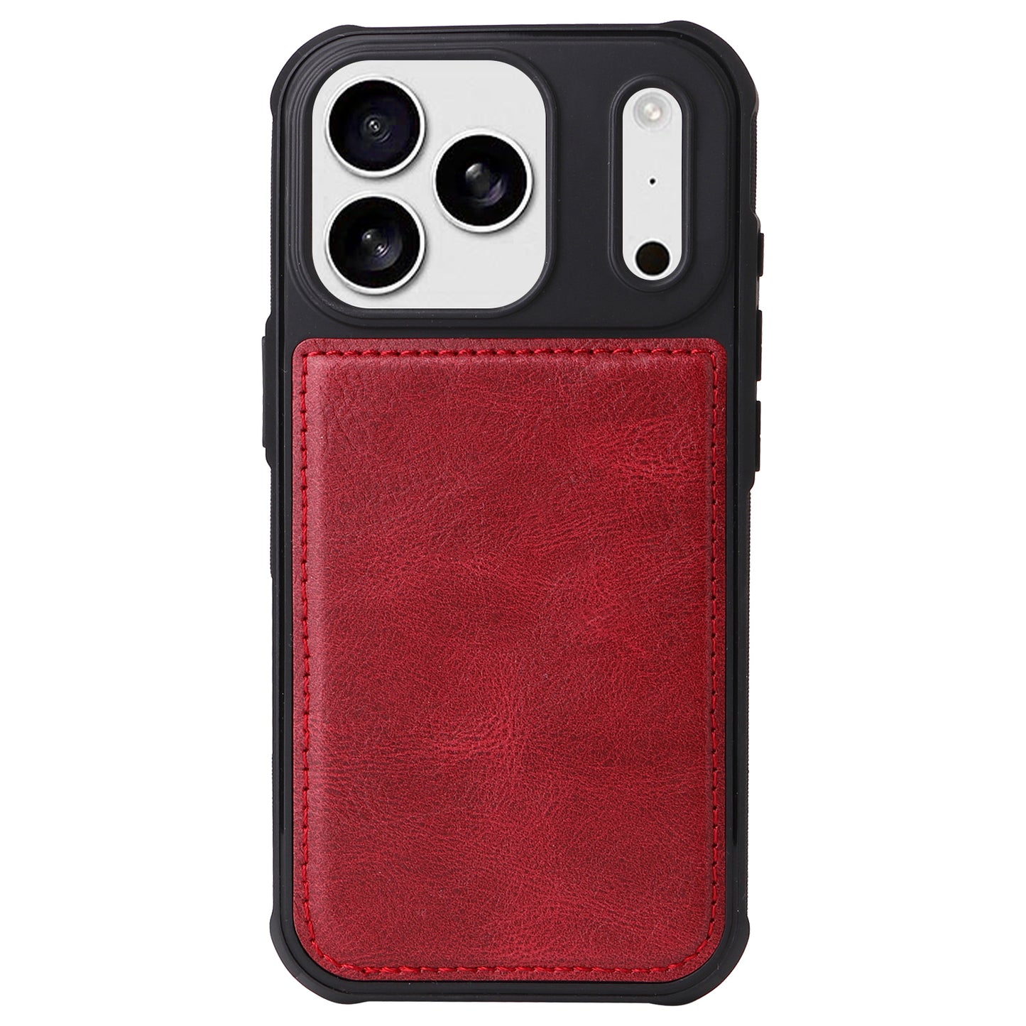 For iPhone 17 Pro Max Phone Case PU Leather Zipper Wallet Detachable Cover - Red