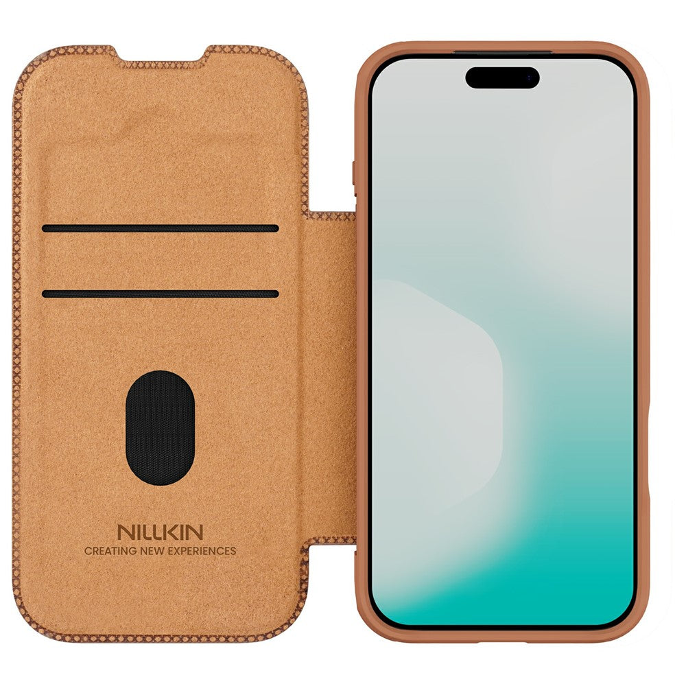 NILLKIN Qin Pro Series for iPhone 17 Pro Max Case with Card Slots Leather Phone Cover - Brown