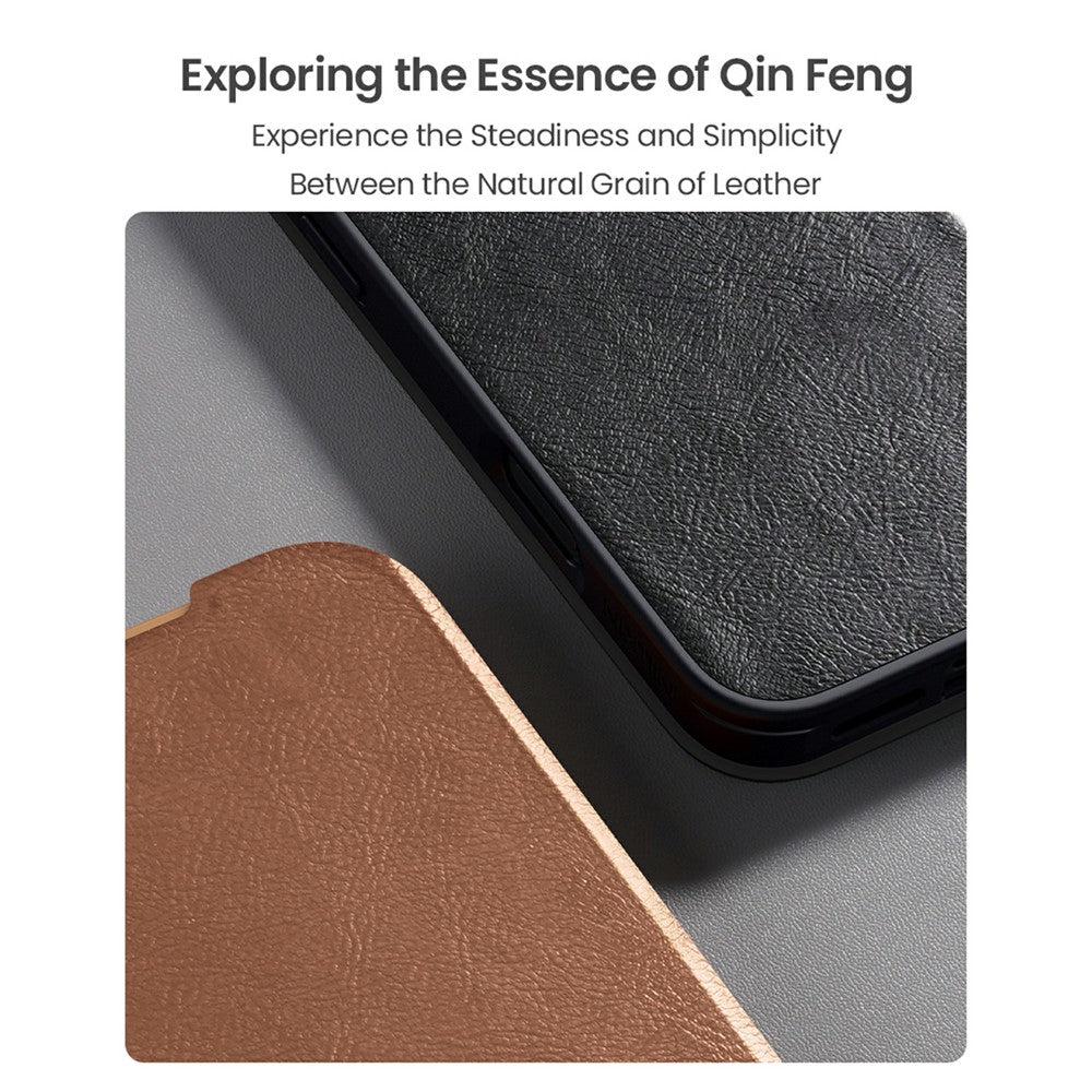 NILLKIN Qin Pro Series for iPhone 17 Pro Max Case with Card Slots Leather Phone Cover - Brown