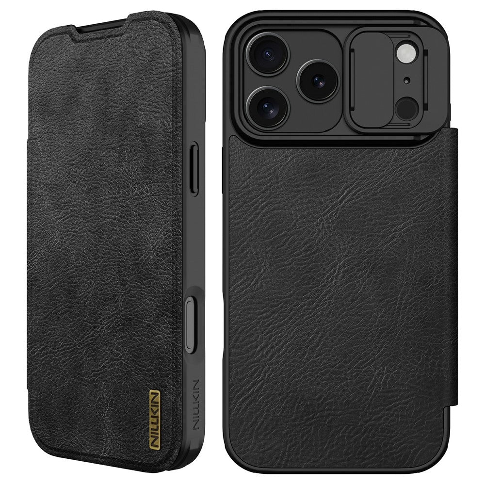 NILLKIN Qin Pro Series for iPhone 17 Pro Max Case with Card Slots Leather Phone Cover - Black
