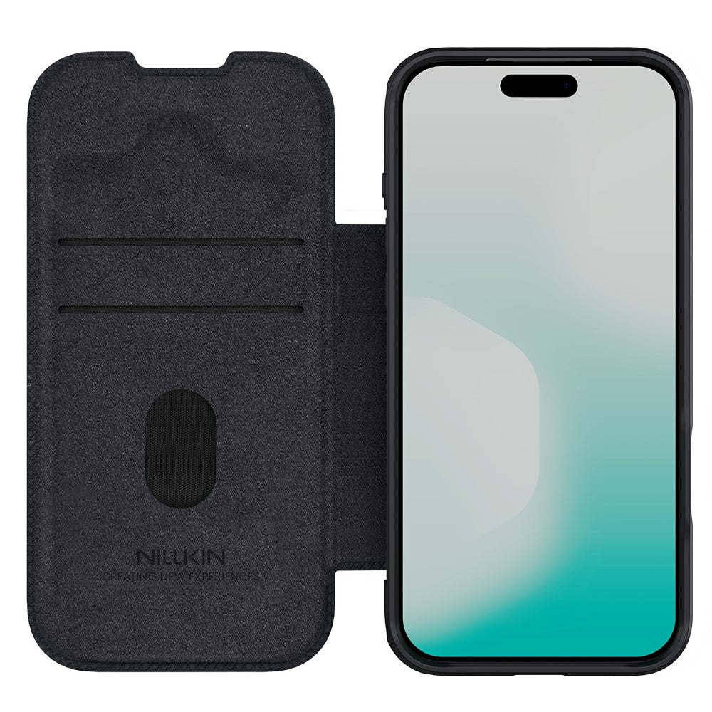 NILLKIN Qin Pro Series for iPhone 17 Pro Max Case with Card Slots Leather Phone Cover - Black