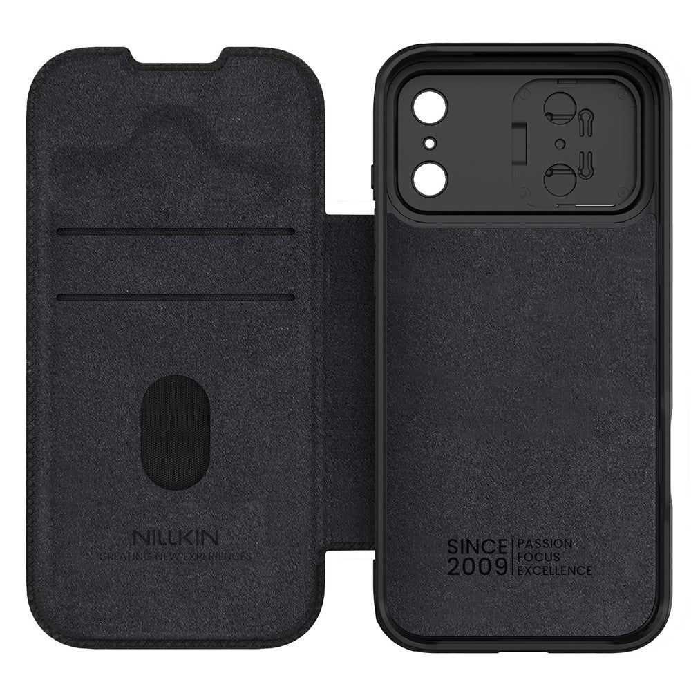 NILLKIN Qin Pro Series for iPhone 17 Pro Max Case with Card Slots Leather Phone Cover - Black