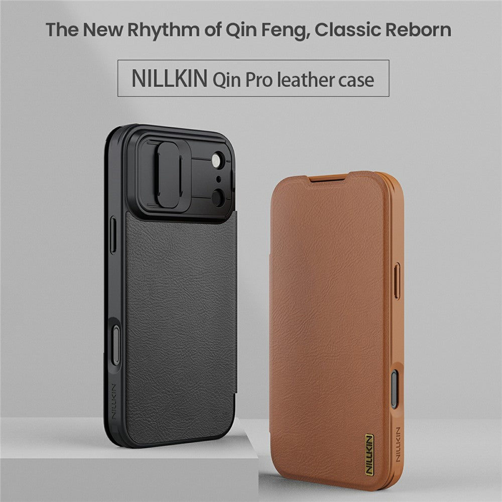 NILLKIN Qin Pro Series for iPhone 17 Pro Max Case with Card Slots Leather Phone Cover - Black