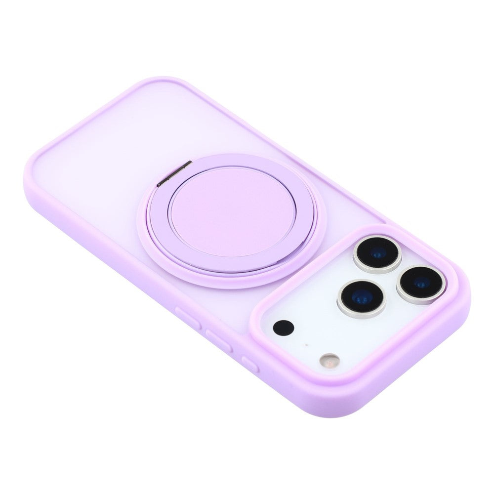 For iPhone 17 Pro Max Case Rotating Metal Kickstand Skin Touch TPU PC Phone Back Cover - Purple