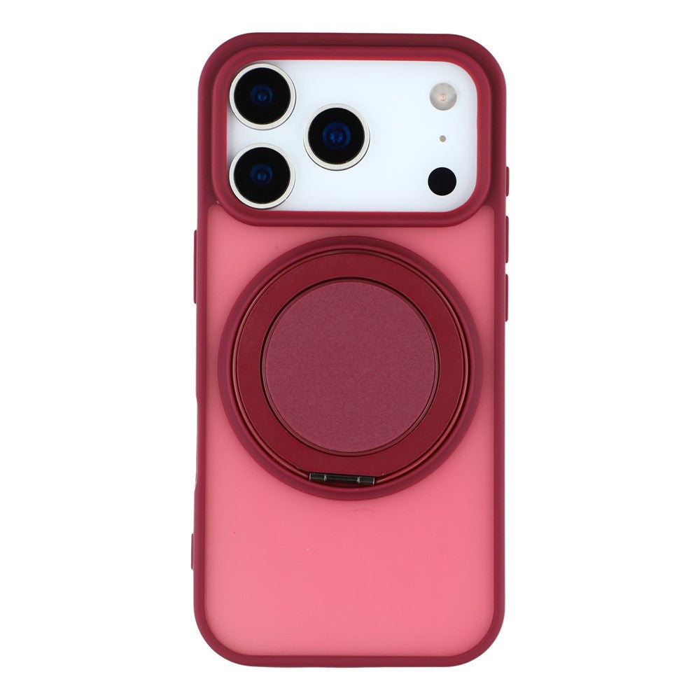 For iPhone 17 Pro Max Case Rotating Metal Kickstand Skin Touch TPU PC Phone Back Cover - Red