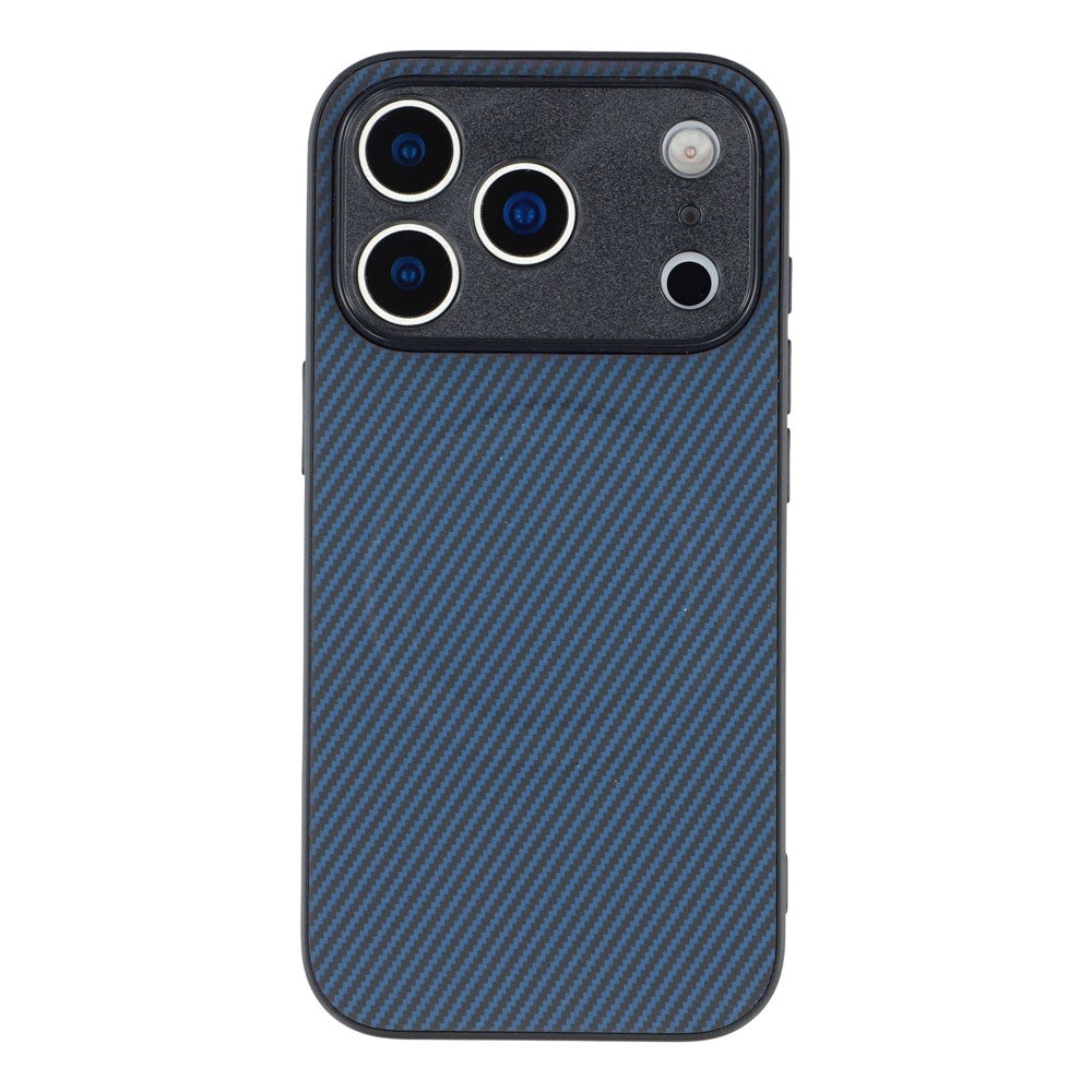 For iPhone 17 Pro Max Magnetic Case Carbon Fiber Texture TPU PC Phone Back Cover - Blue