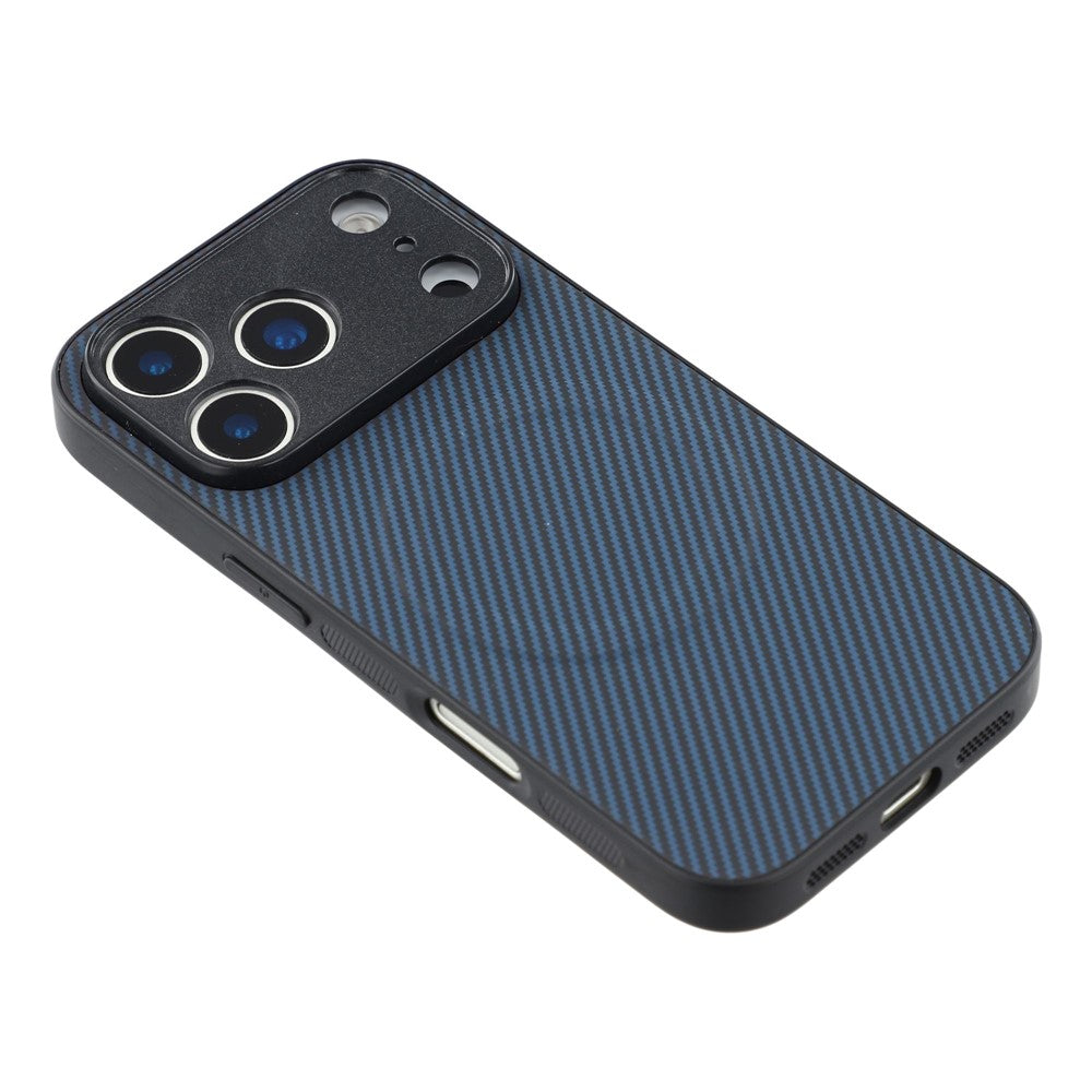 For iPhone 17 Pro Max Magnetic Case Carbon Fiber Texture TPU PC Phone Back Cover - Blue