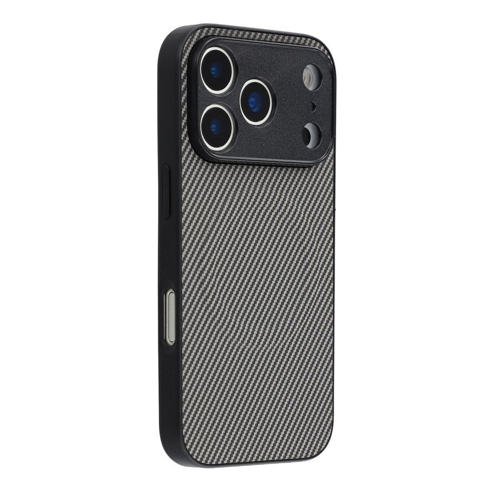 For iPhone 17 Pro Max Magnetic Case Carbon Fiber Texture TPU PC Phone Back Cover - Grey