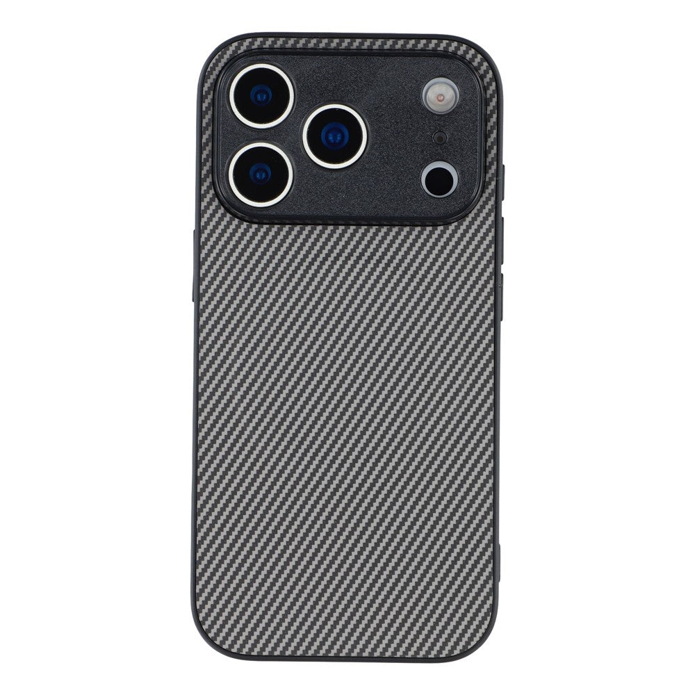 For iPhone 17 Pro Max Magnetic Case Carbon Fiber Texture TPU PC Phone Back Cover - Grey