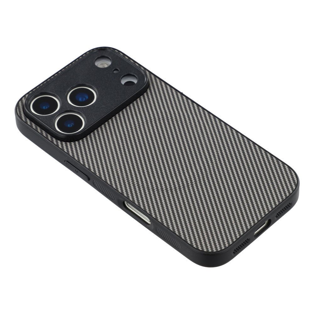 For iPhone 17 Pro Max Magnetic Case Carbon Fiber Texture TPU PC Phone Back Cover - Grey