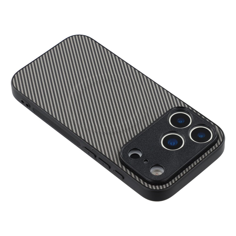 For iPhone 17 Pro Max Magnetic Case Carbon Fiber Texture TPU PC Phone Back Cover - Grey