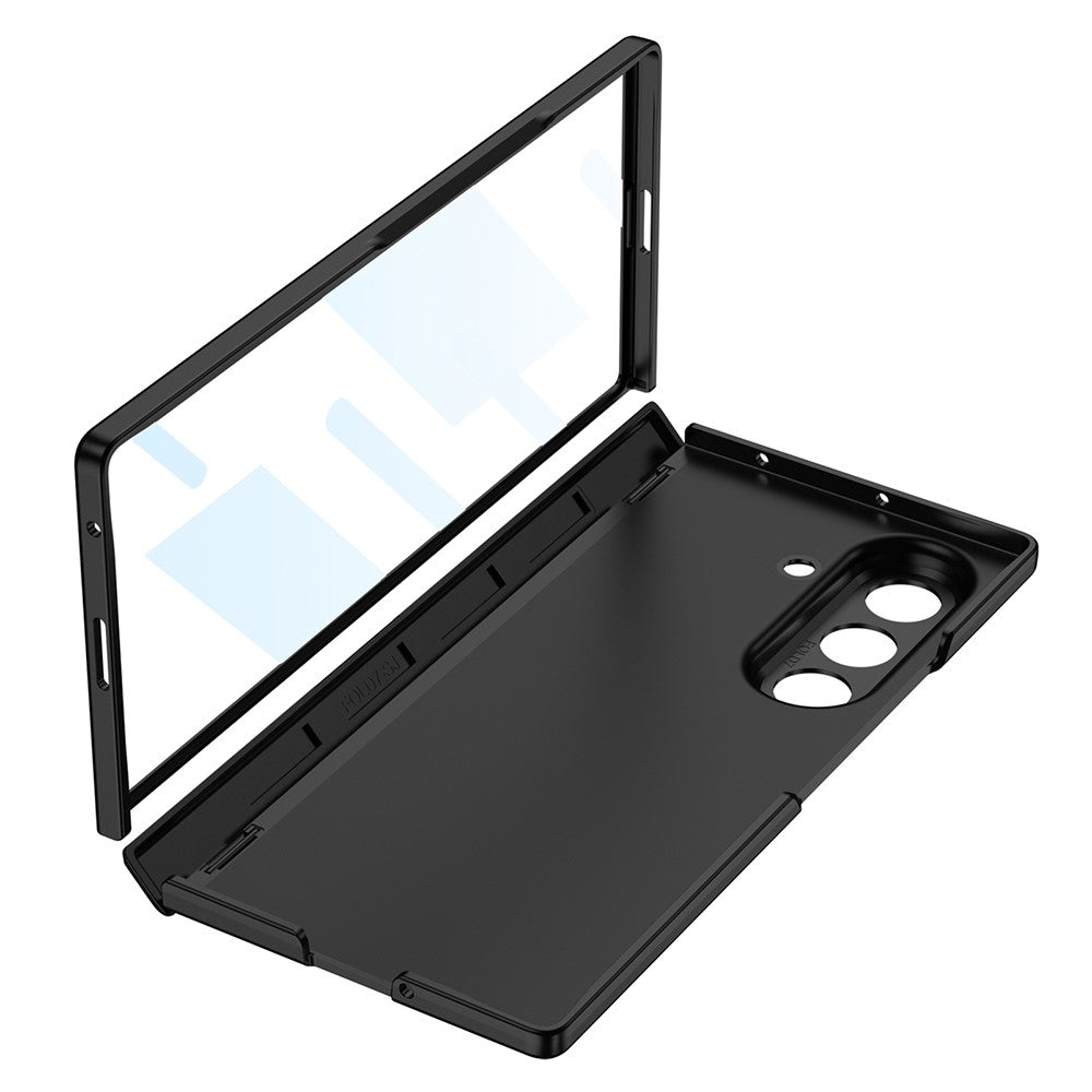 GKK For Samsung Galaxy Z Fold7 5G Case with Strap / Hinge Protection PC + Tempered Glass Phone Cover - Silver