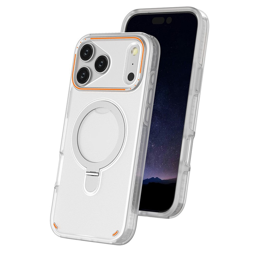 For iPhone 17 Pro Max Magnetic Case with Kickstand TPU + PC Shockproof Phone Cover - Transparent