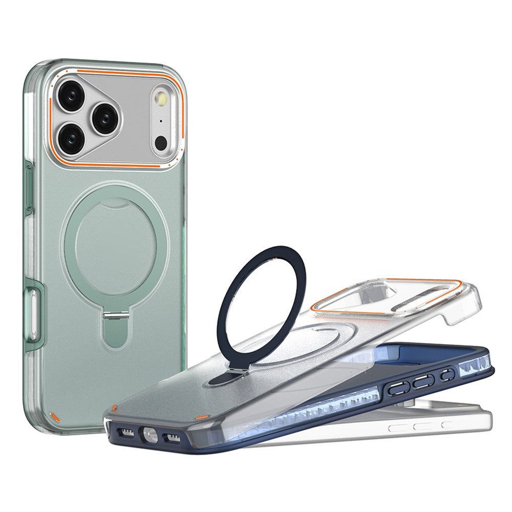 For iPhone 17 Pro Max Magnetic Case with Kickstand TPU + PC Shockproof Phone Cover - Transparent