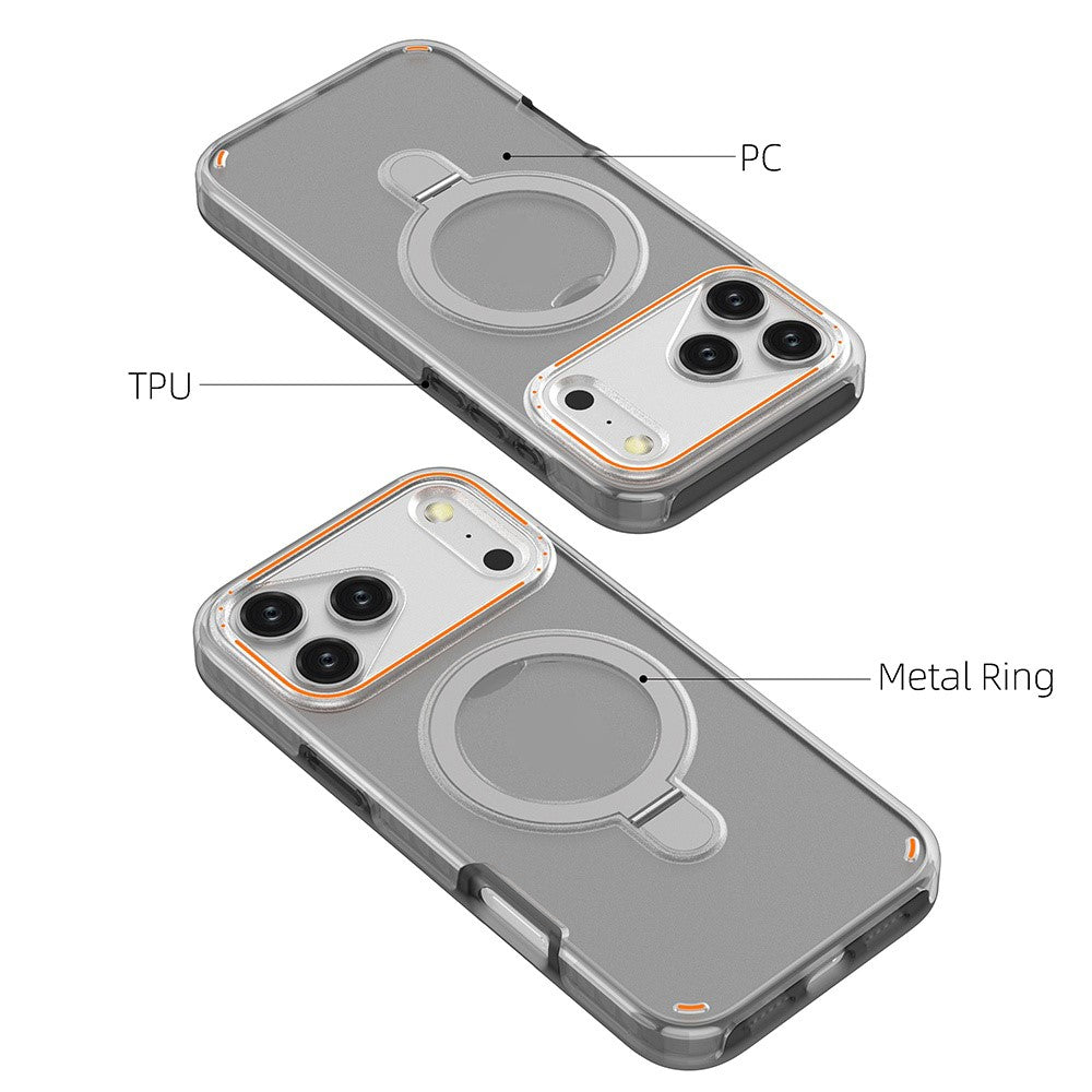 For iPhone 17 Pro Max Magnetic Case with Kickstand TPU + PC Shockproof Phone Cover - Transparent