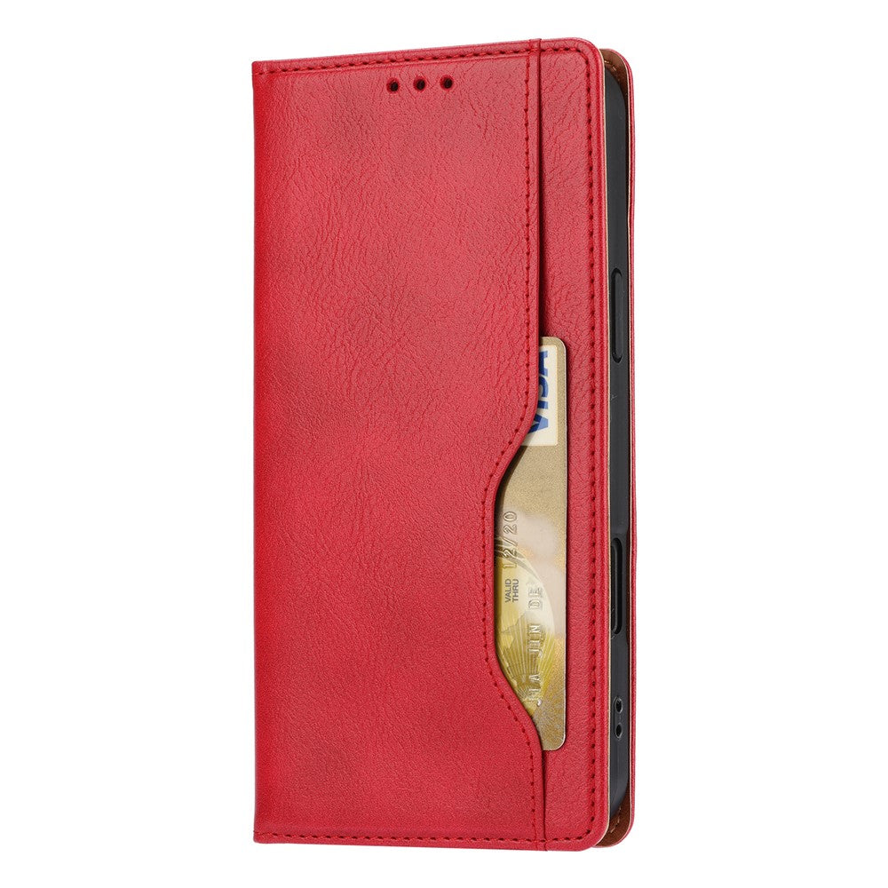 For iPhone 17 Pro Max Cell Phone Case Magnetic Closing PU Leather Stand Cover - Red