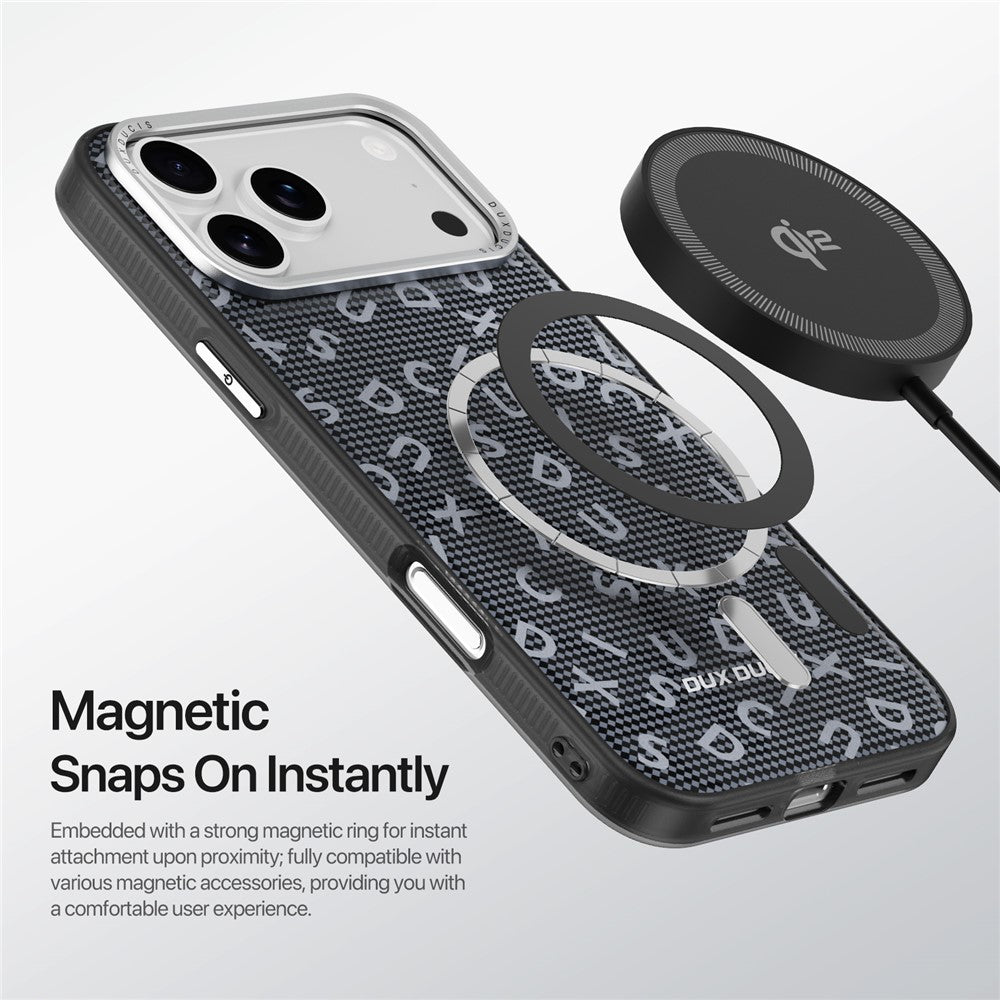 DUX DUCIS Moro Series For iPhone 17 Pro Max Case Compatible with MagSafe UV Pattern Leather + PC + TPU Phone Cover - Black