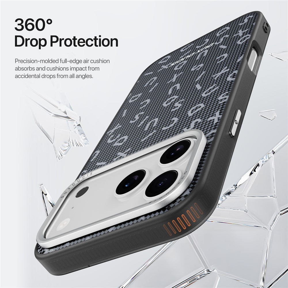 DUX DUCIS Moro Series For iPhone 17 Pro Max Case Compatible with MagSafe UV Pattern Leather + PC + TPU Phone Cover - Black