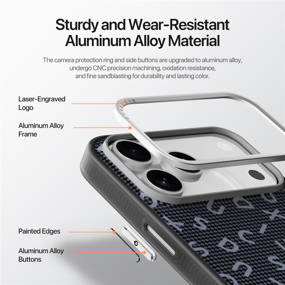 DUX DUCIS Moro Series For iPhone 17 Pro Max Case Compatible with MagSafe UV Pattern Leather + PC + TPU Phone Cover - Black