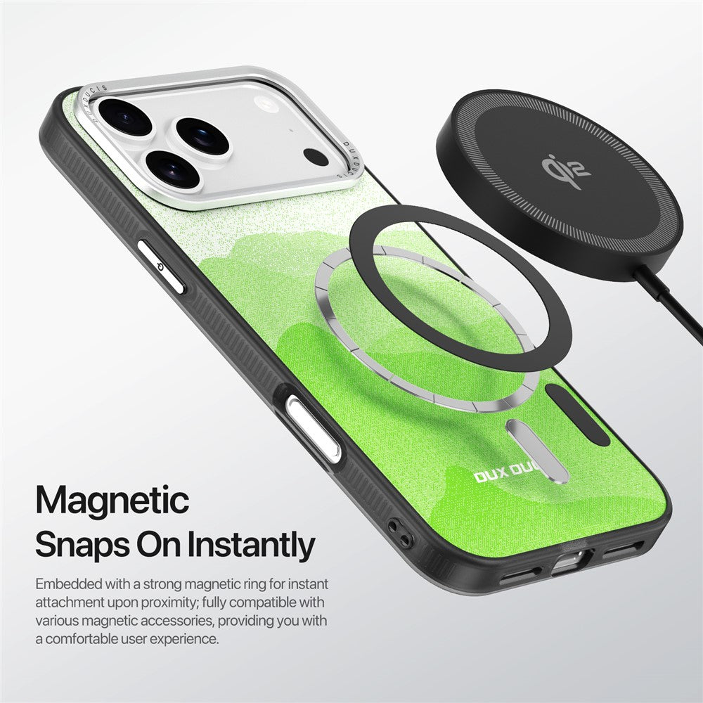 DUX DUCIS Moro Series For iPhone 17 Pro Max Case Compatible with MagSafe UV Pattern Leather + PC + TPU Phone Cover - Green